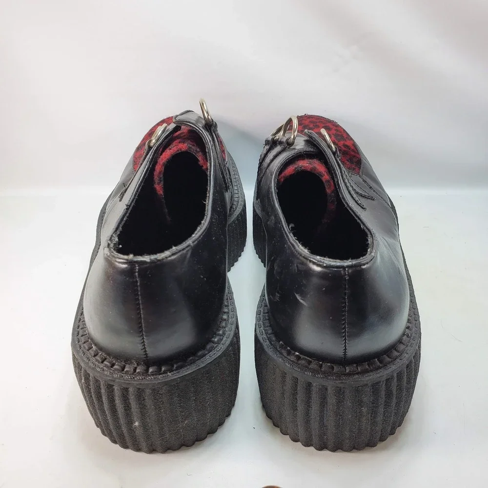 Morbid Threads Creeper Shoes Womens 10 Black Red Leopard Goth Platform NO LACES